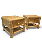 2 x Bamboo night stands / side tables / 1980s