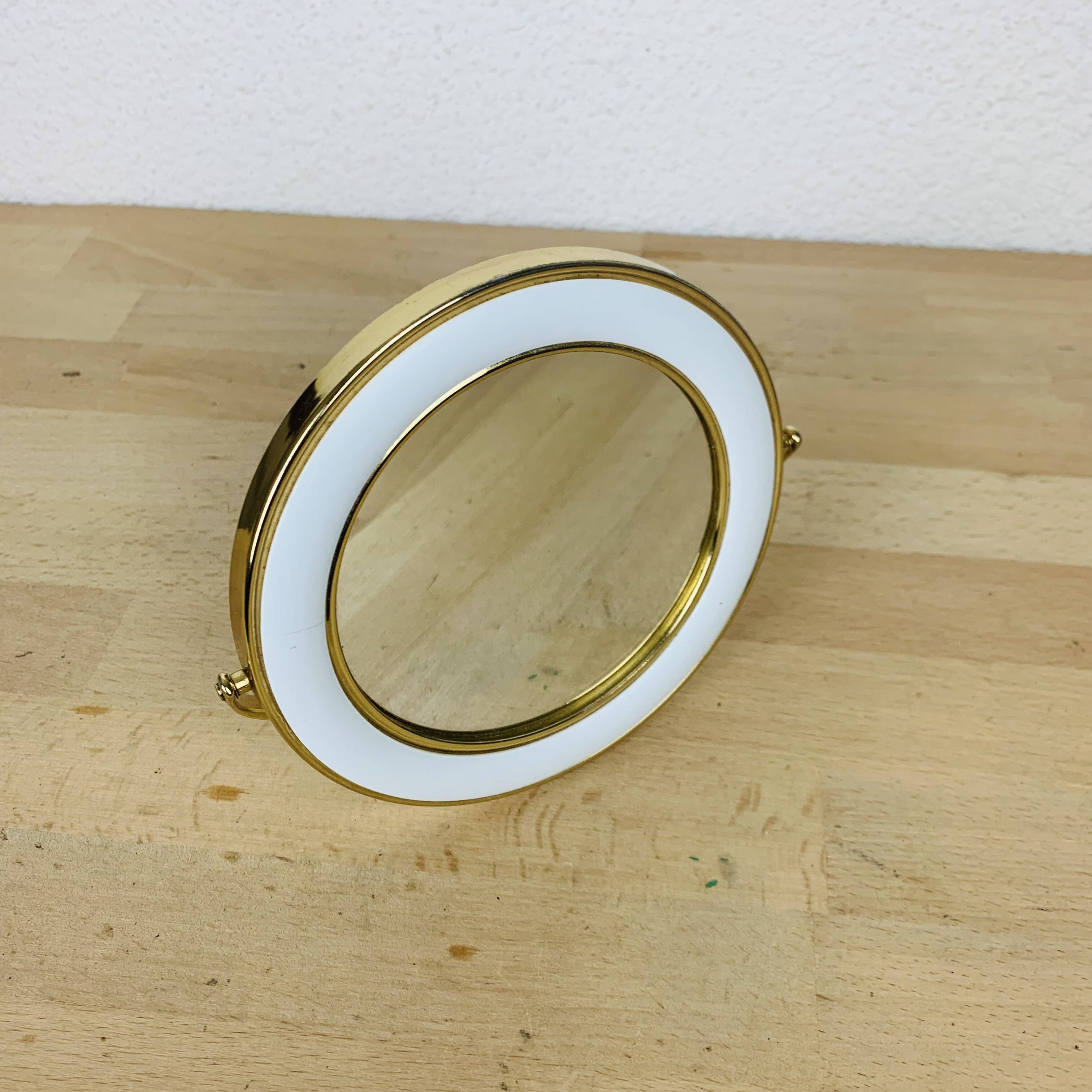 Barber mirror to stand in gold metal 14 cm