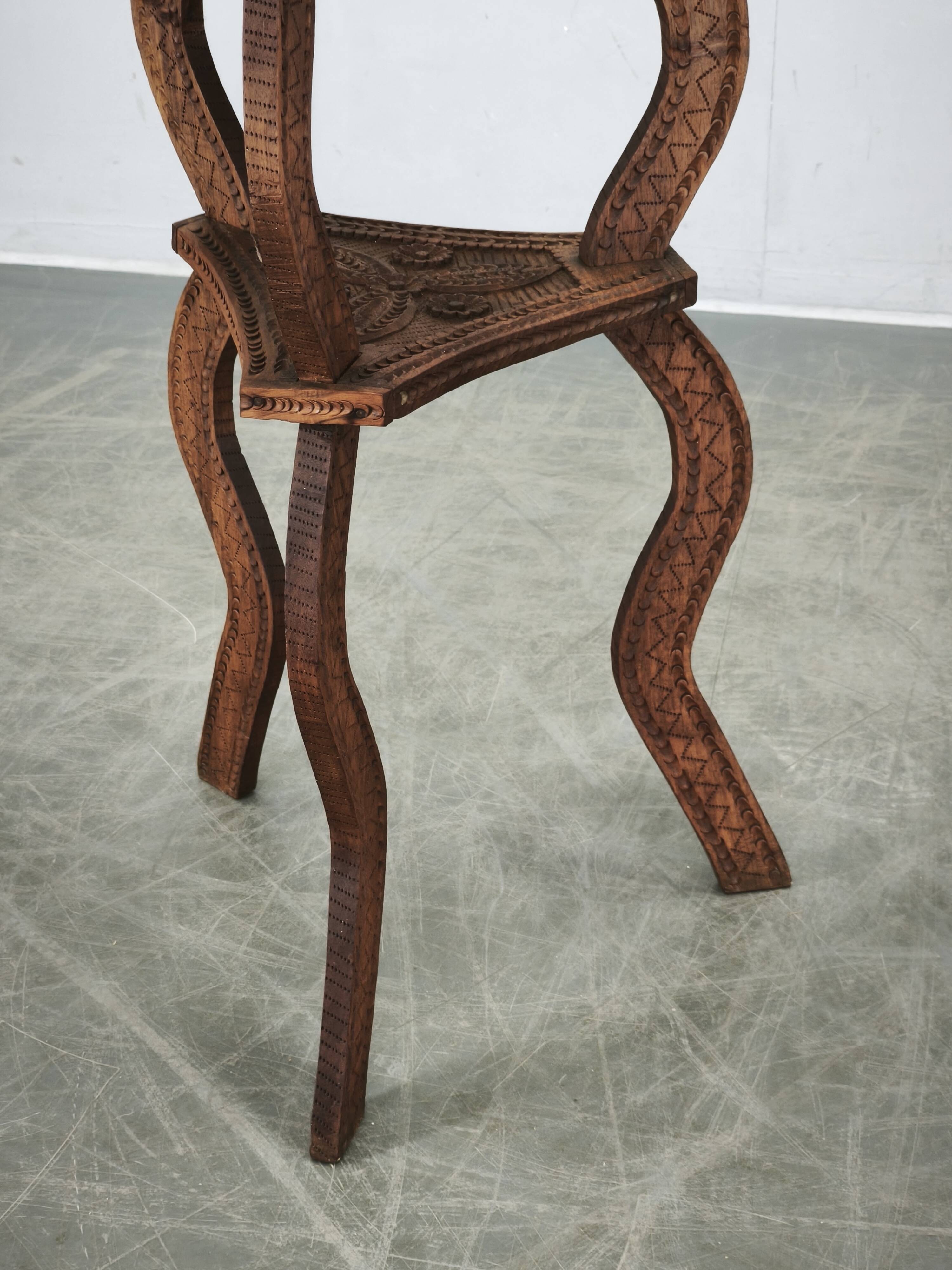 Circa 1900 Central European Hand-Carved Beech Side Table