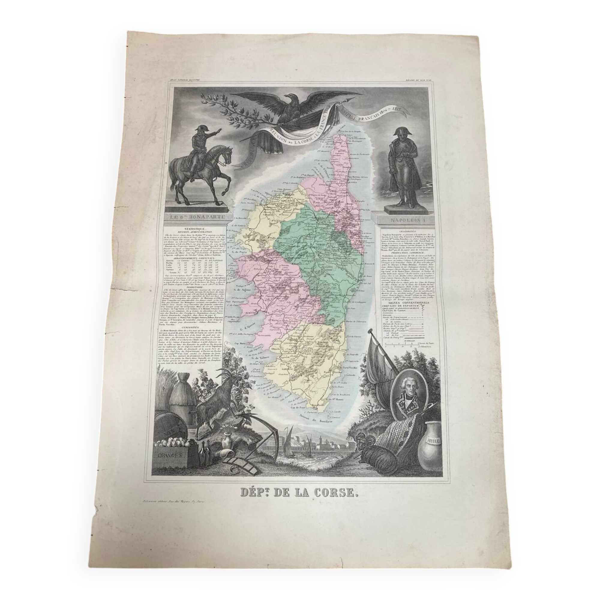 Old illustrated map of Corsica