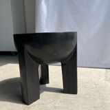Monoxyl sofa end in black mango tree tripod half-sphere tray h:45 d:44