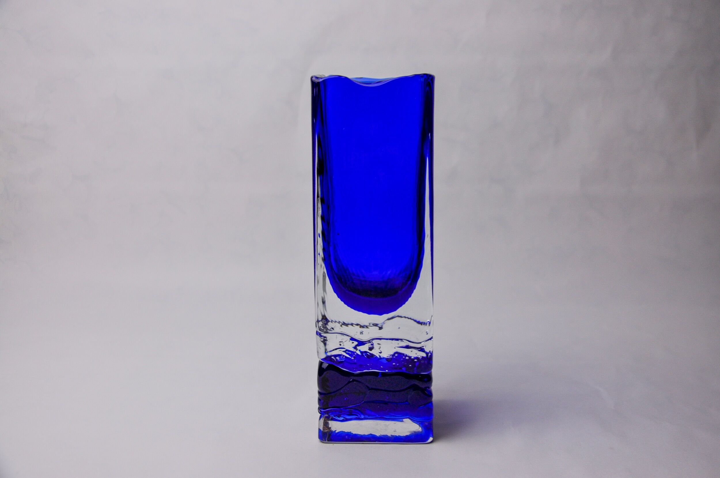 Vase sommerso by Petr hora, blue glass, Czech Republic, 1970