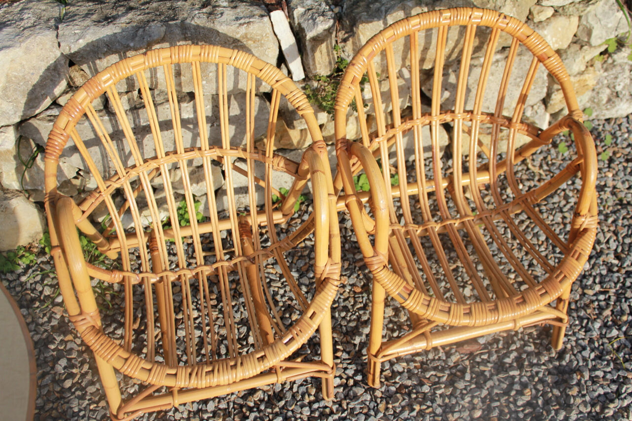 Vintage set for children in rattan