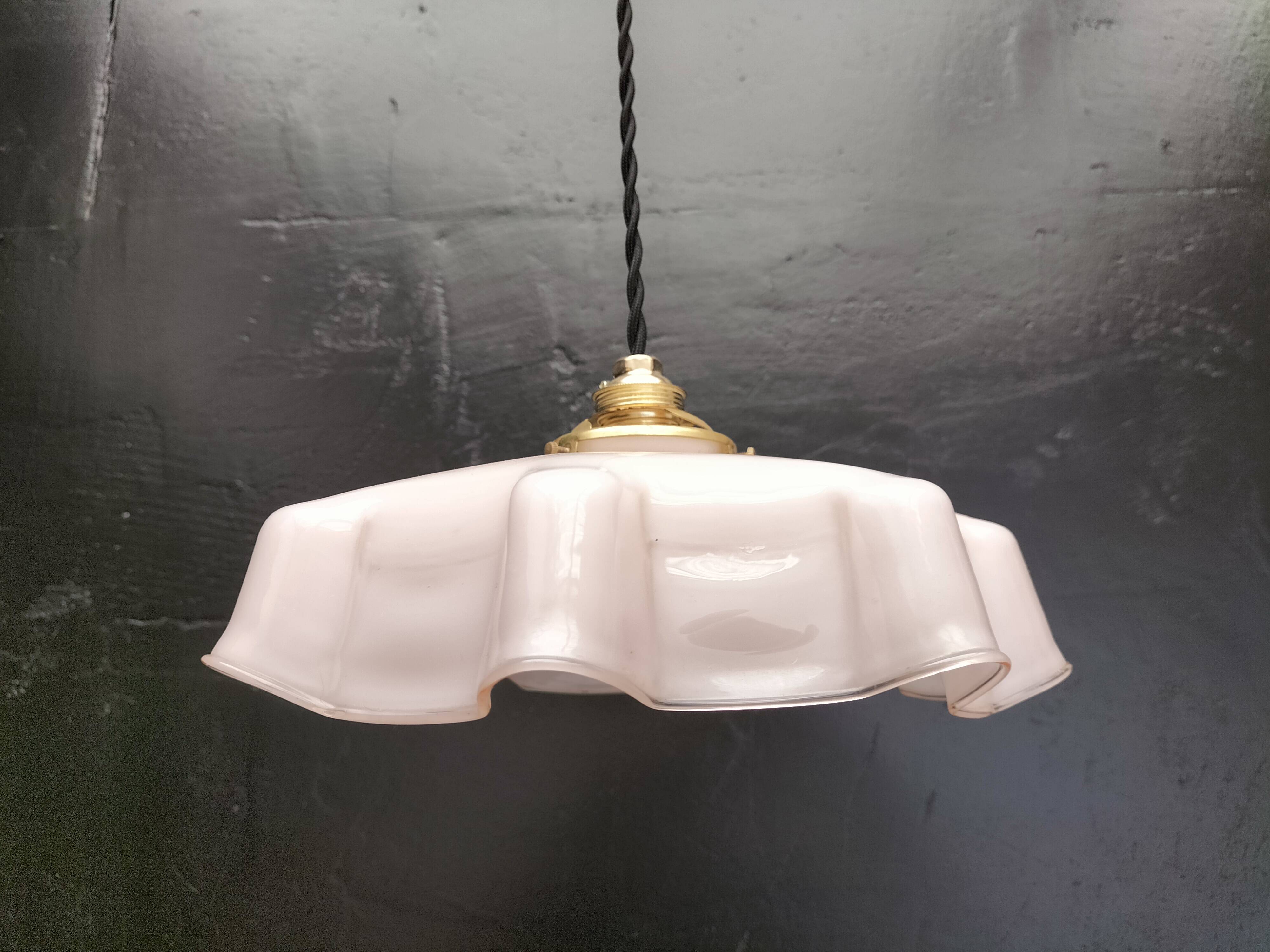 Pink opaline pendant light