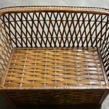 Wicker rattan storage bench from the 60s/70s