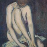 Jean Pesce ( 1926 ) peinture " nu à la jambe repliée " HSP