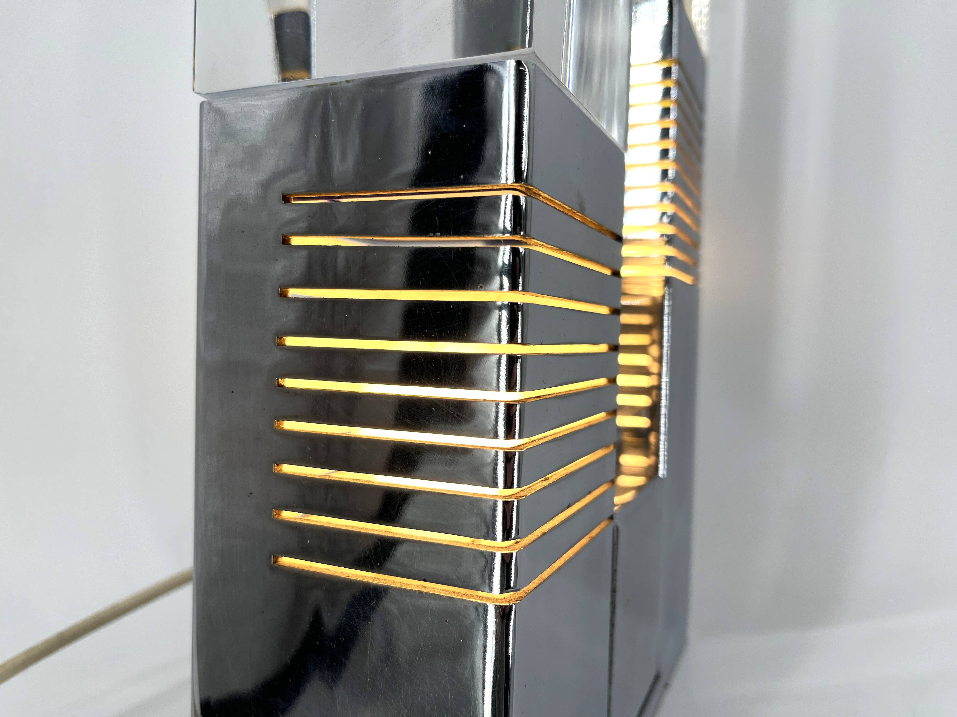 Vintage chrome and plexi table lamp attr. to Gaetano Missaglia, 1970s