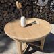 Round solid oak table with extensions, maximum 220cm.