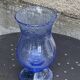 Tealight holder, lavender blue blown glass candle holder from biot glassworks,