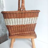 Wicker basket & woven scoubidou threads