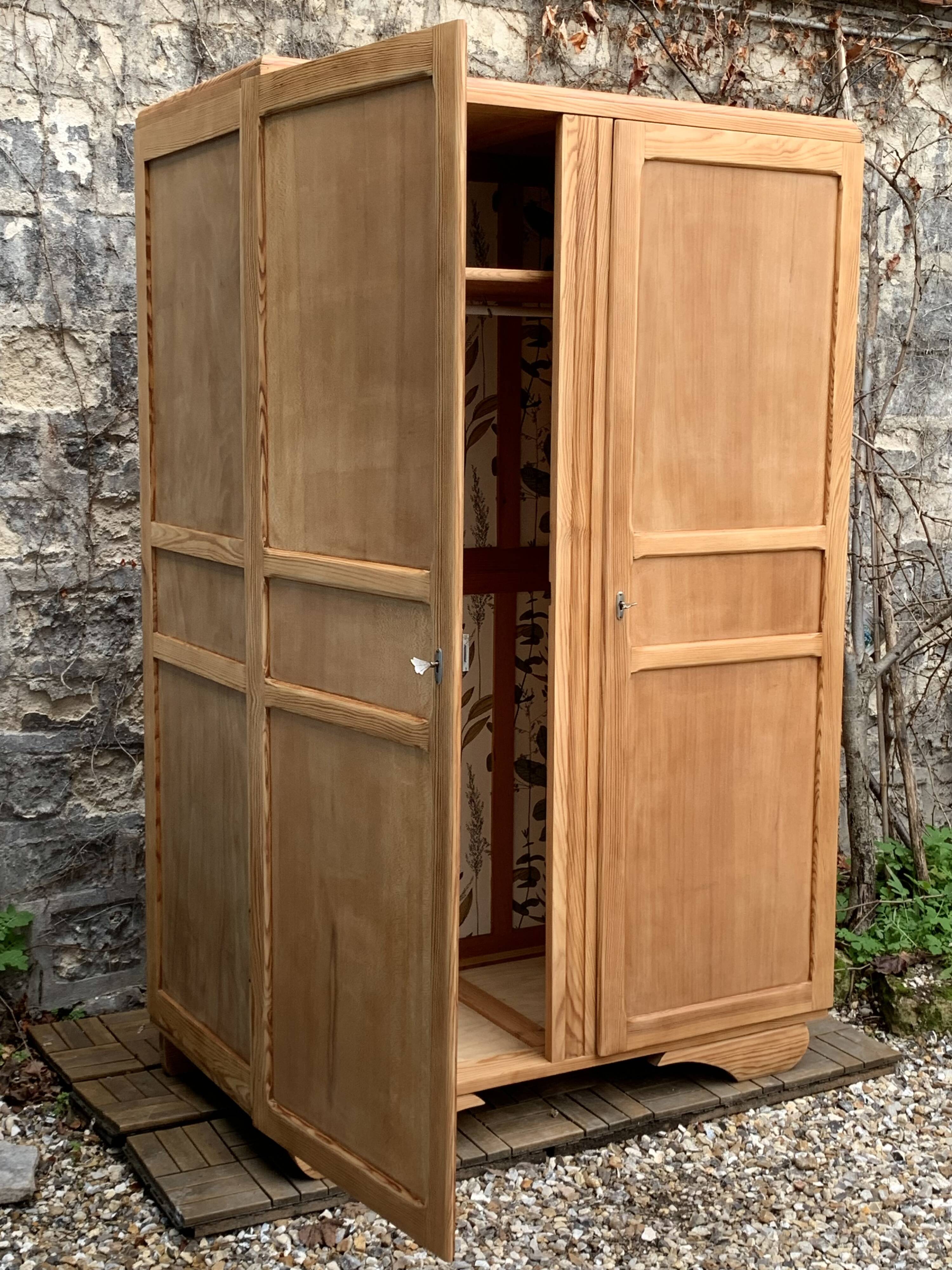Parisian art deco wardrobe solid raw wood wardrobe