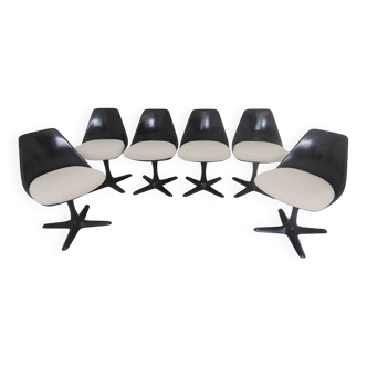 Set of 6 tulip dining chairs by Maurice Burke for Arkana