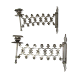Pair of extendable old metal candlesticks