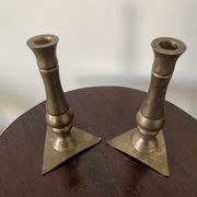 Set of 2 solid bronze candle holders