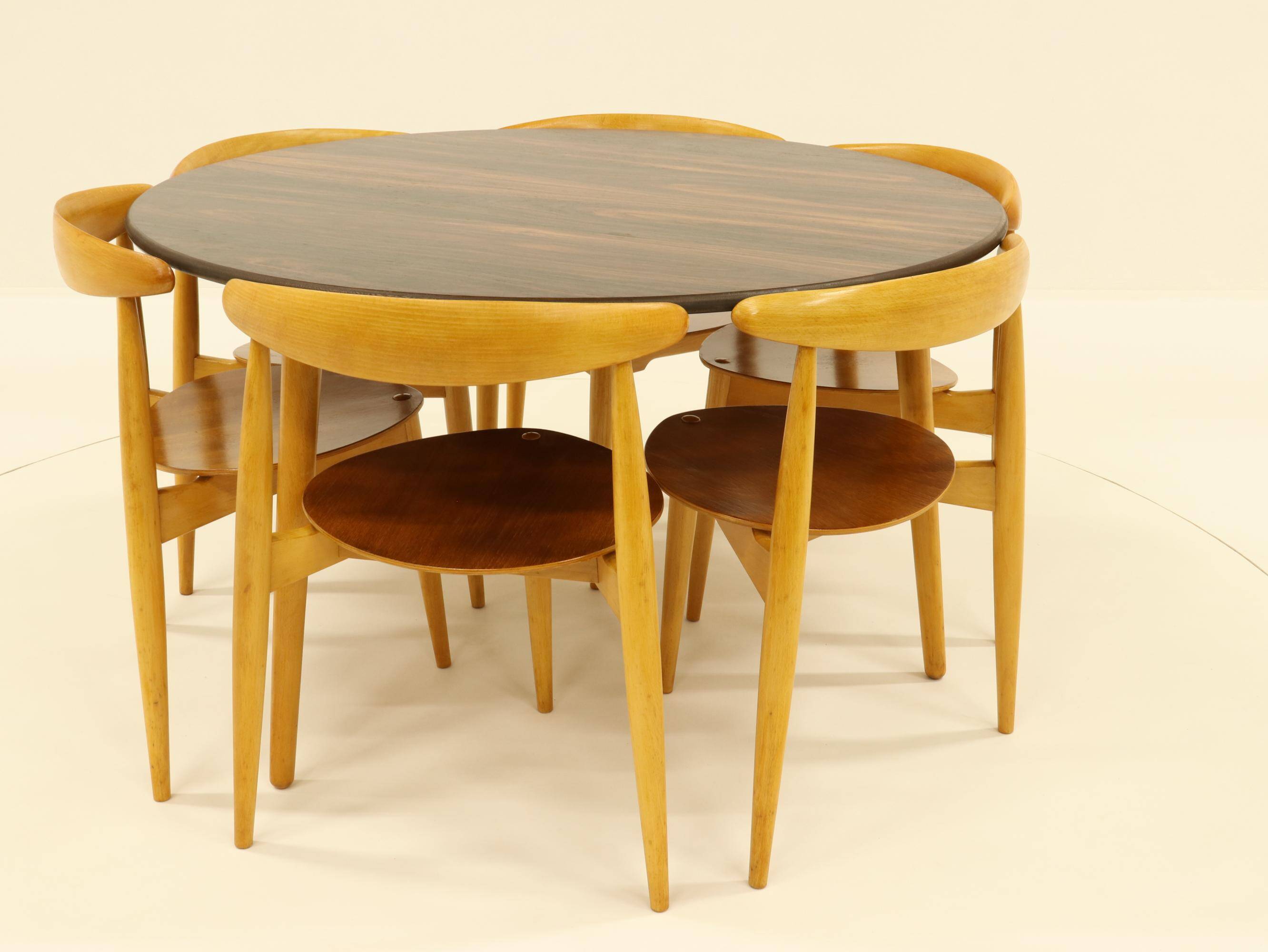 Heart dining set, designed by Hans Wegner for Fitz Hansen,  Denmark 1960s
