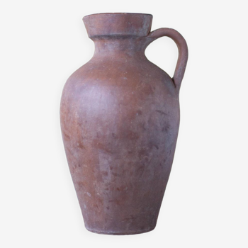 Terracotta jug with vintage handle, terracotta vase, interior decoration, primitive, pitcher