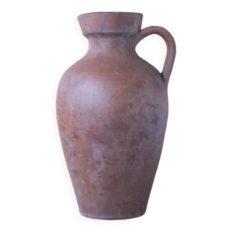 Terracotta jug with vintage handle, terracotta vase, interior decoration, primitive, pitcher