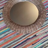 Rattan mirror spherical shape circa 1970