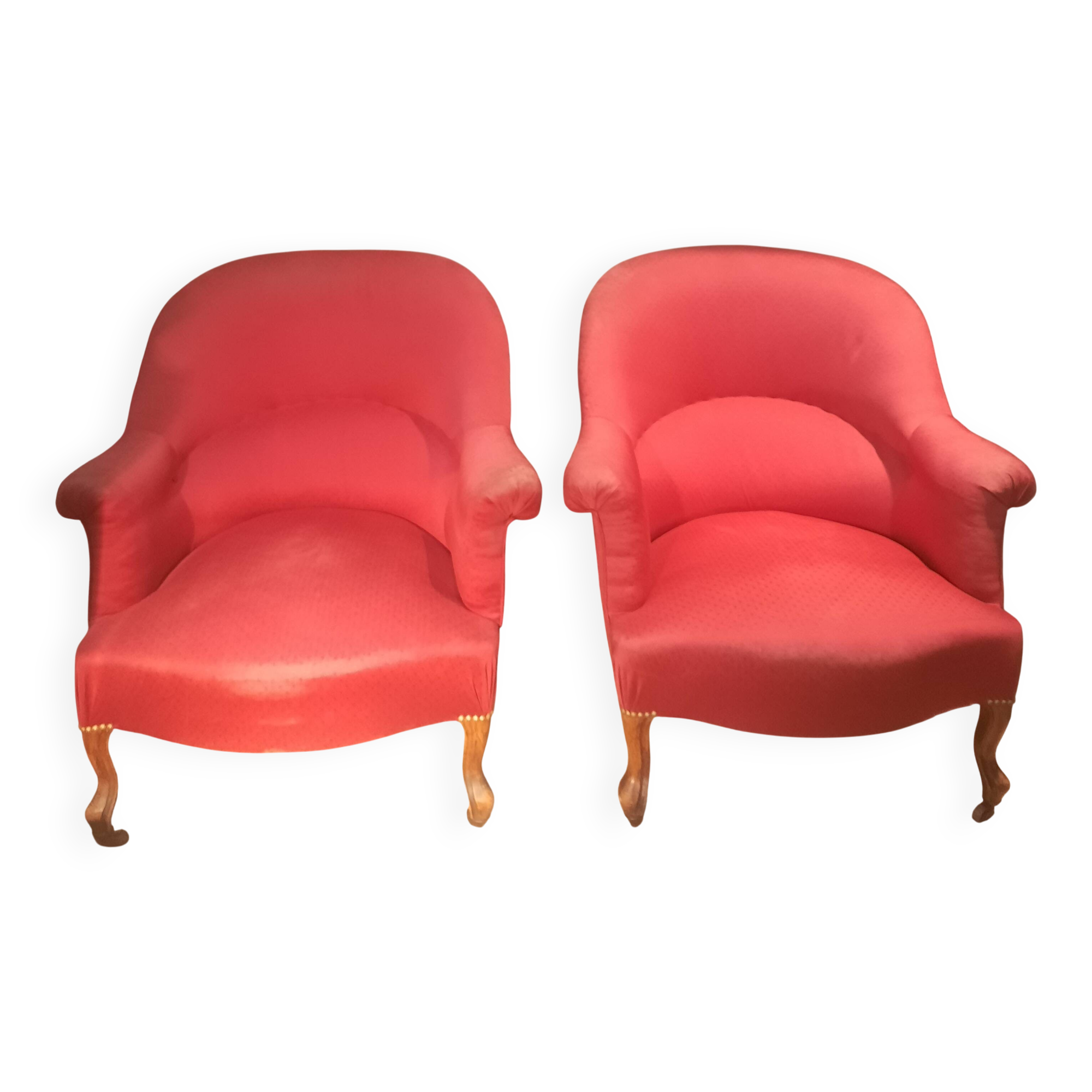 Paire de  fauteuil crapaud rouge