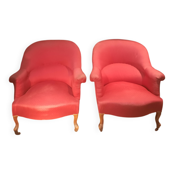 Paire de  fauteuil crapaud rouge