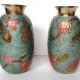 Pair of enamelled brass vases