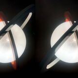 Pair of Vintage Table Lamps • Saturn • Steel and Glass • Space Age • 1960