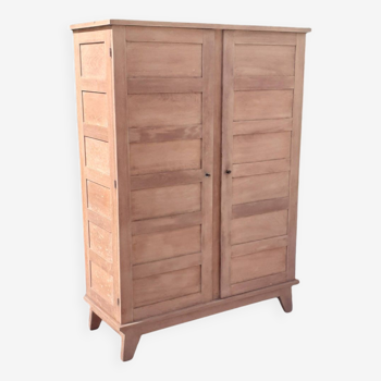 Armoire René Gabriel 2 portes pieds compas chêne massif bois brut