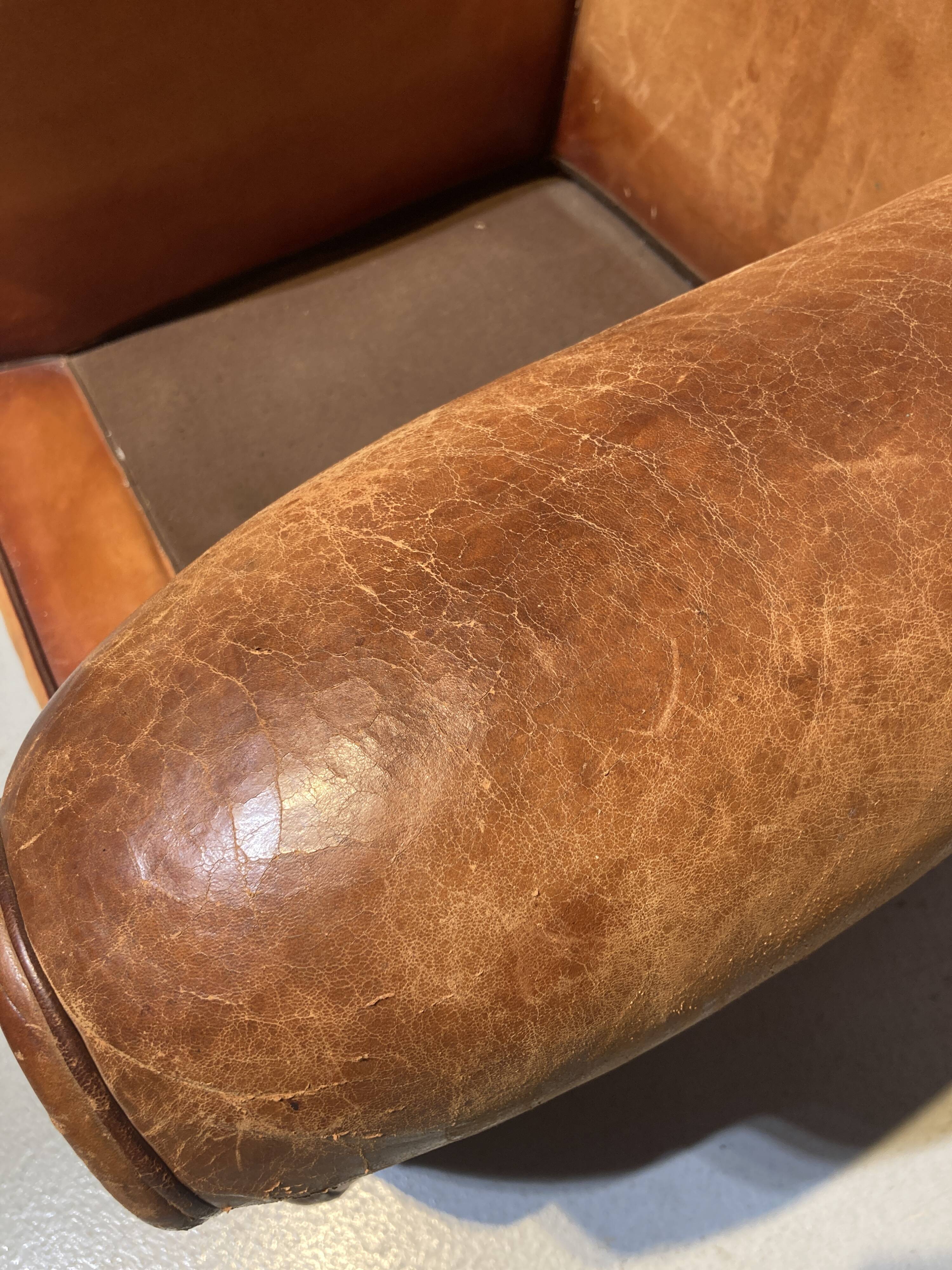 Brown leather armchair