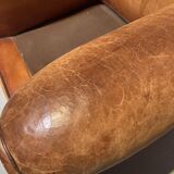 Fauteuil en cuir marron