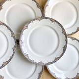 6 assiettes plates porcelaine fine F. Legrand 1920