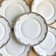 6 fine porcelain dinner plates by F. Legrand, 1920