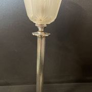 Art Deco table lamp – Silver bronze & pressed/molded glass