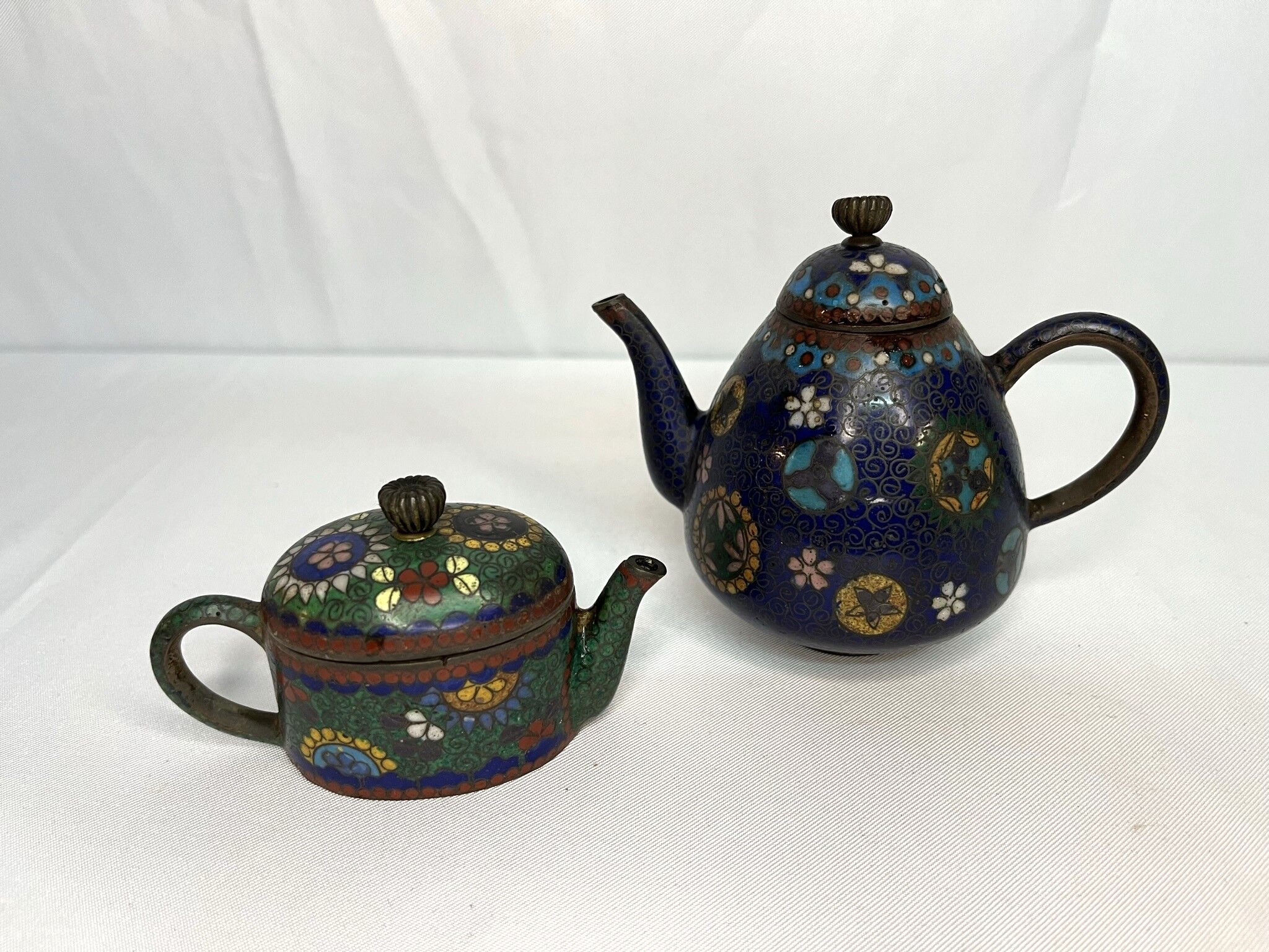 Cloisonné bronze jugs, early 20th century, China