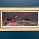 Original Swedish Oil on Panel – “Huts” – Vintage & Framed – 77 × 41 cm