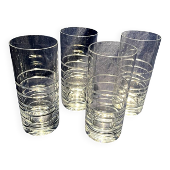 Suite de 4 verres a orangeade eau jus de fruits en cristal torsade