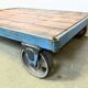 Large blue industrial coffee table cart, 1960s
