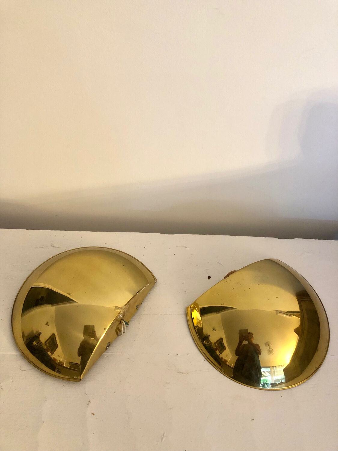 Half moon golden brass wall lights Italy 60/70.