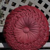 Pink braided rosette velvet cushion
