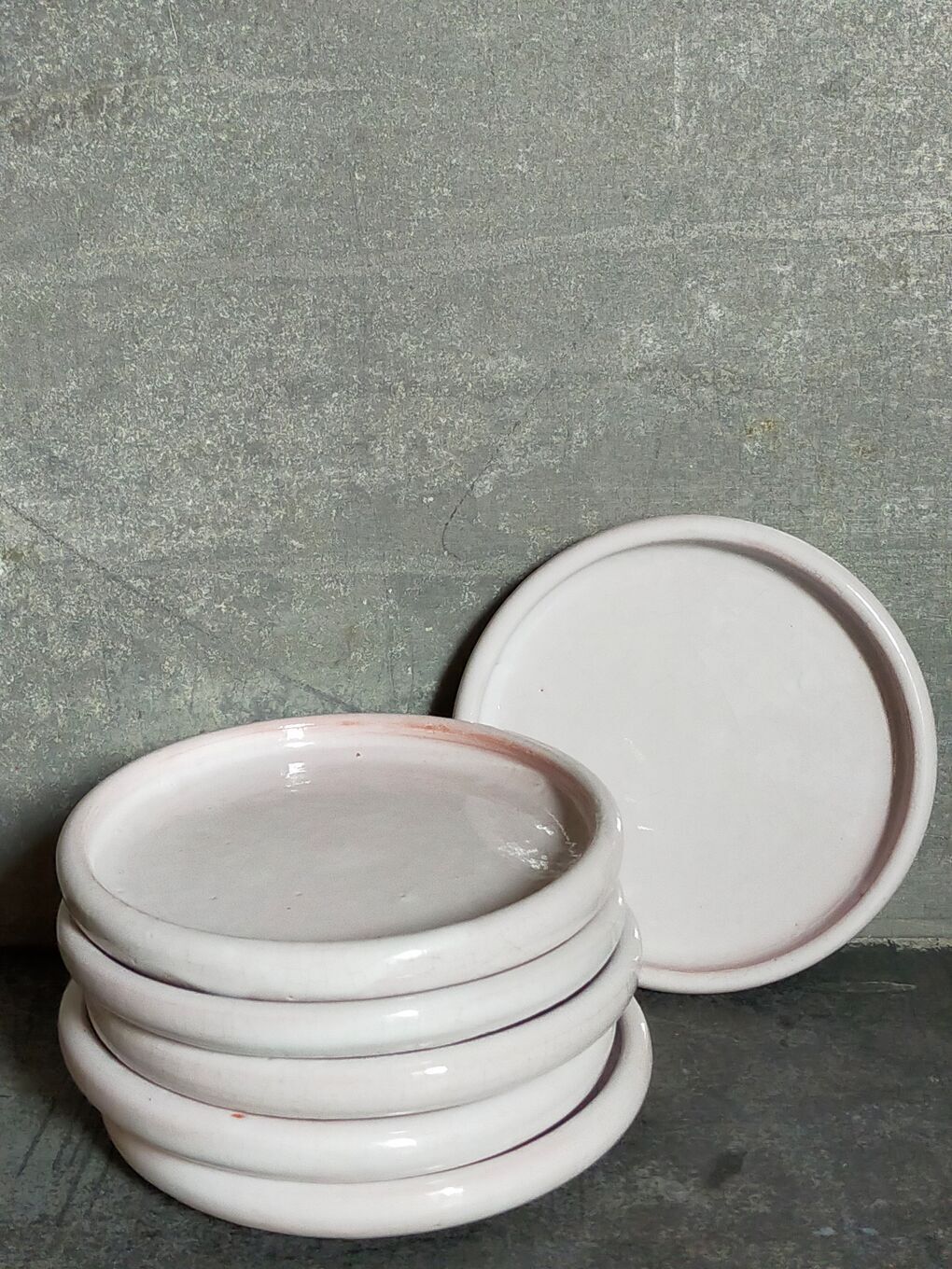Six antique enamelled earth cut-cups