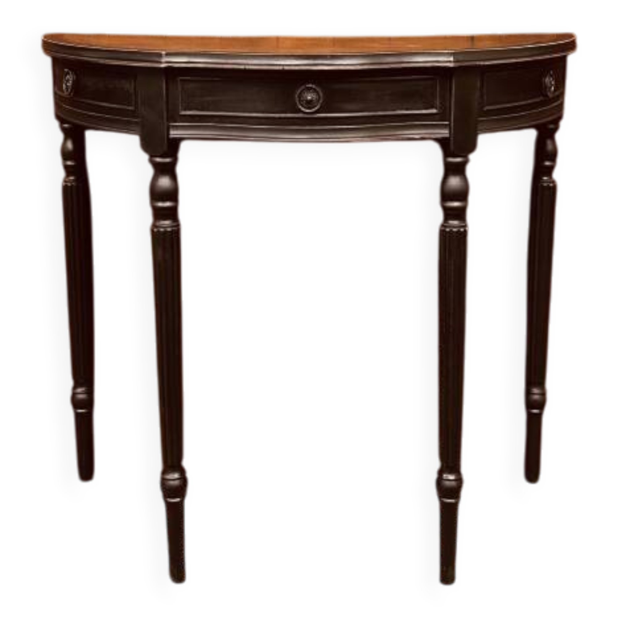 Classic black English Sidetable with leather top