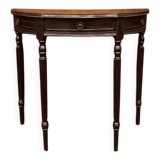 Table d'appoint, console anglaise classique noire avec plateau en cuir