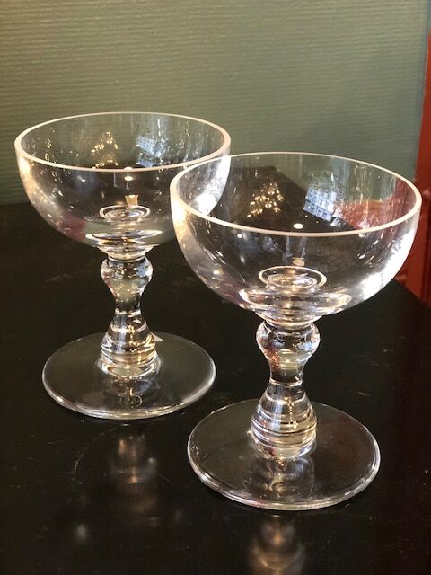 2 crystal champagne glasses