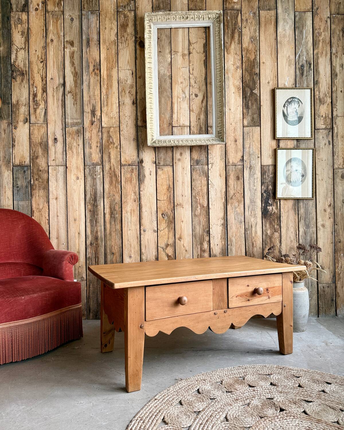 Chic country coffee table in solid pine (renovated)