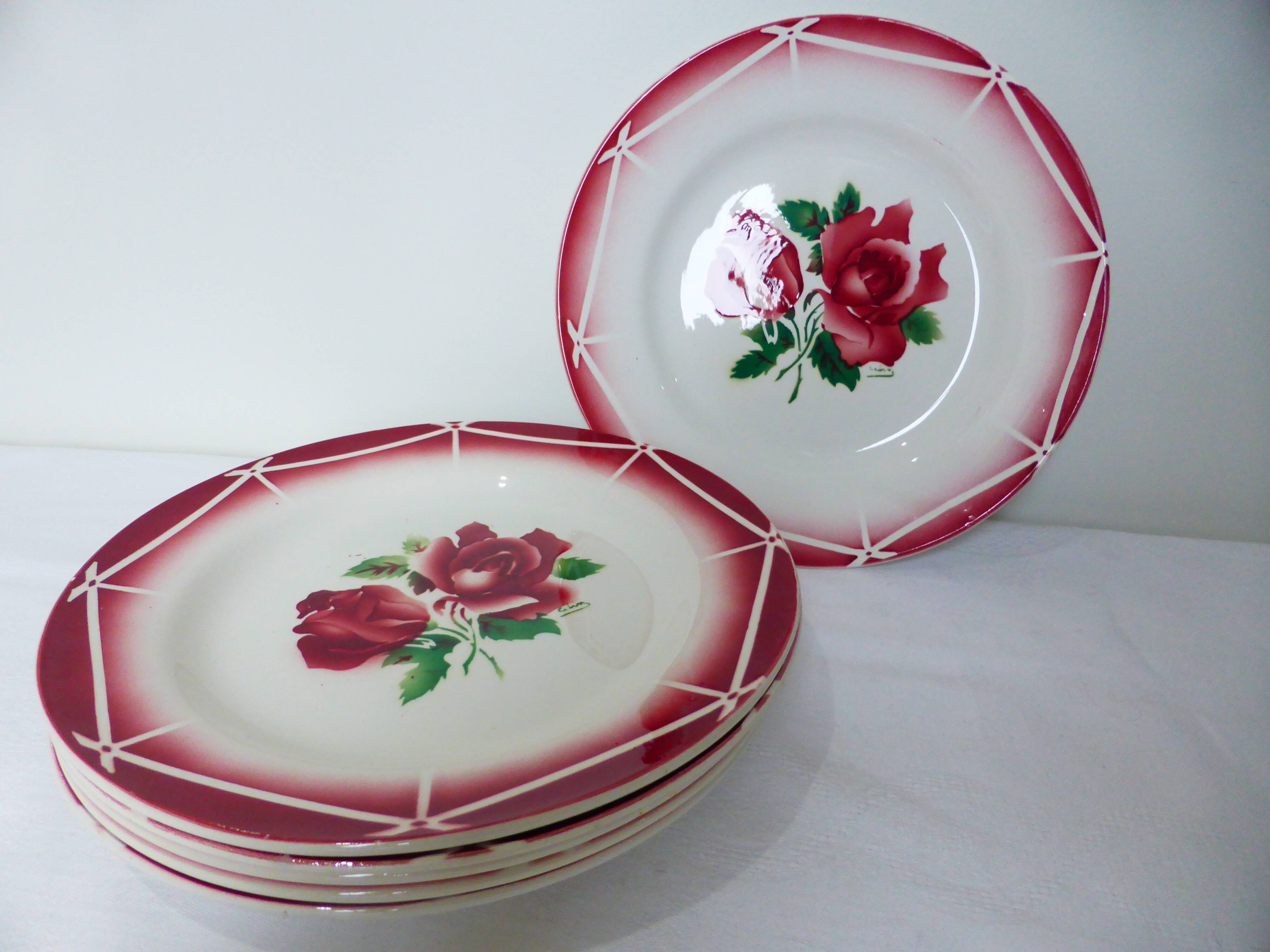 6 assiettes plates vintage de Digoin Sarreguemines modèle Cibon 210365