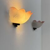 Vintage "flower" wall sconces, glass, France, 1970.