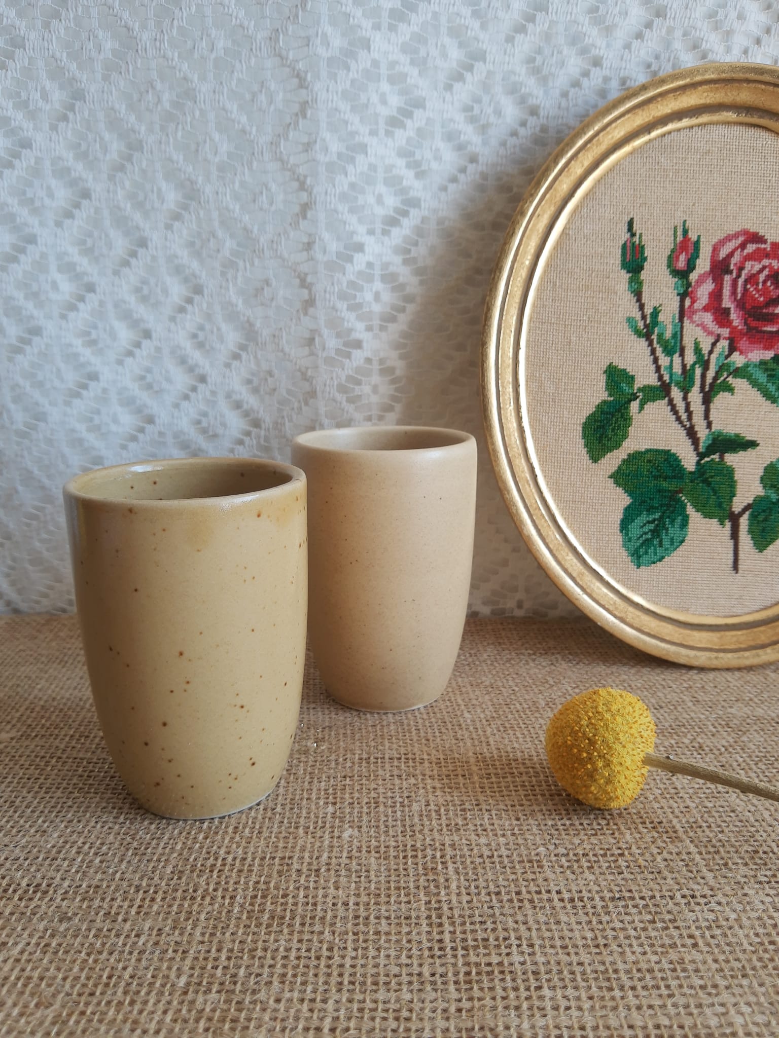 Set of 2 timpani, sandstone glasses