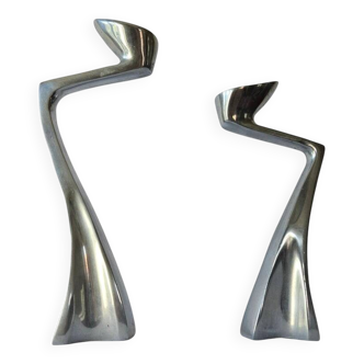 Pair of "Swan" MidCentury Candlesticks by Matthew Hilton, England, 1980s
