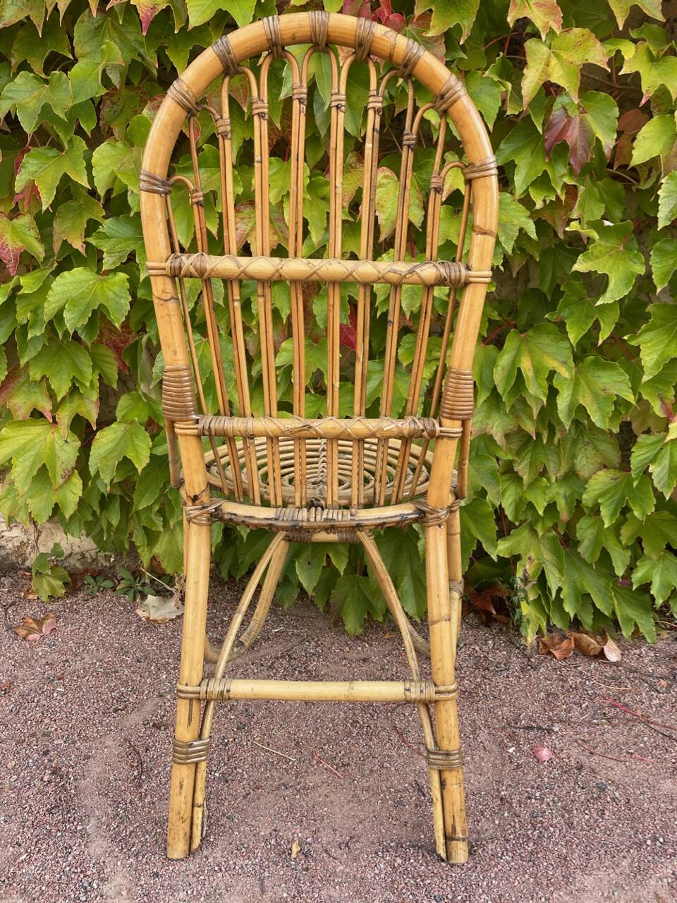 Series of 4 rattan chairs from the 60s