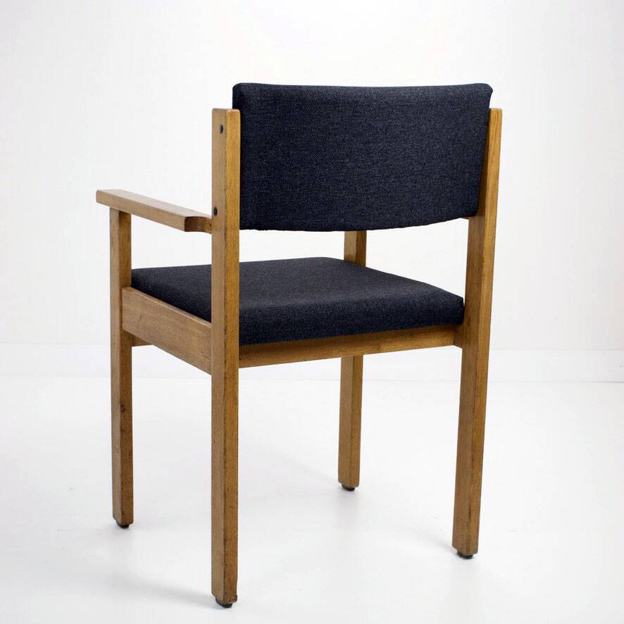 Office armchair, Bridge, in brutalist oak, vintage