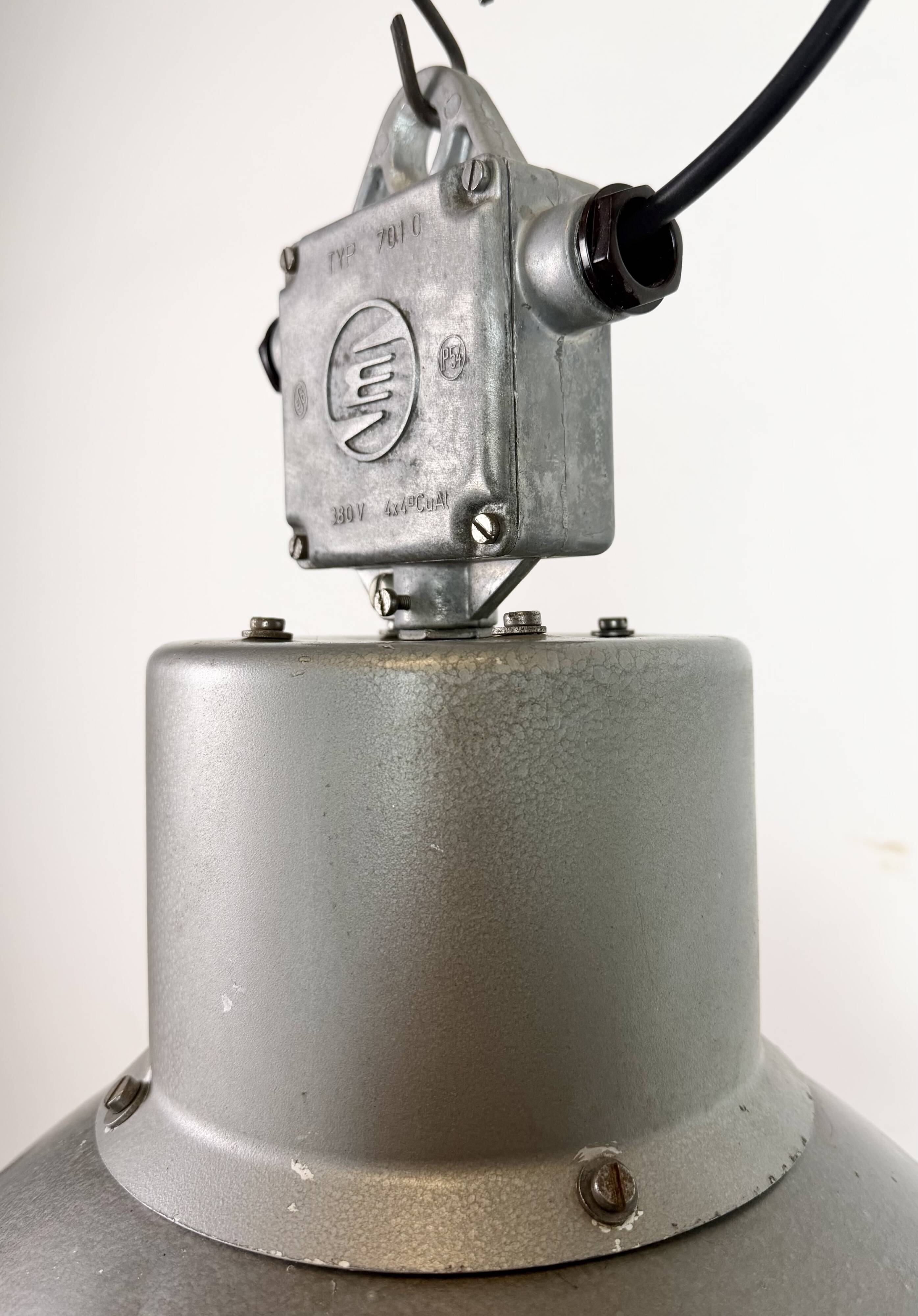 Industrial Grey Hammer Paint Pendant Lamp from Elektrosvit, 1960s